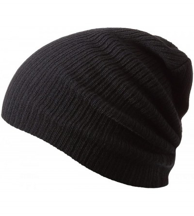 Skullies & Beanies Winter Hats Knitted Slouchy Warm Beanie Caps Unisex Classic Solid Color Hat - Black - CT1863U5RRK $10.14