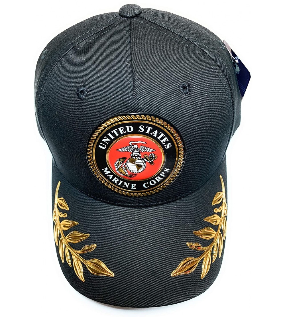 Baseball Caps Military - US Marine Corps Emblem Hat - Black - CY11DAX8D63 $10.80