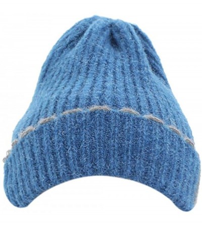 Skullies & Beanies Women's Solid Color Wool Knit Hats Earmuffs Parent-Child Caps - Blue4 - C218UKH6MXM $14.15