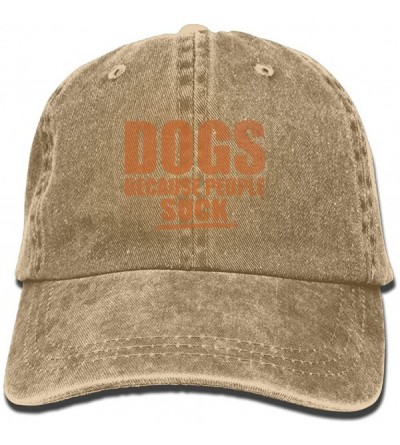 Baseball Caps Dogs Because People Suck Mens&womens Vintage Style Fashion Sandwich Cap Baseball Cap - Natural - CB185LGAX74 $2...