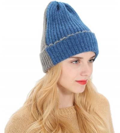 Skullies & Beanies Women's Solid Color Wool Knit Hats Earmuffs Parent-Child Caps - Blue4 - C218UKH6MXM $14.15