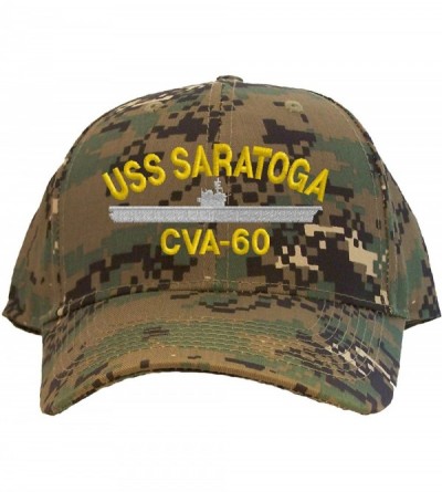 Baseball Caps USS Saratoga CVA-60 Embroidered Baseball Cap - Digital Camo - CM11FQS07DN $36.42