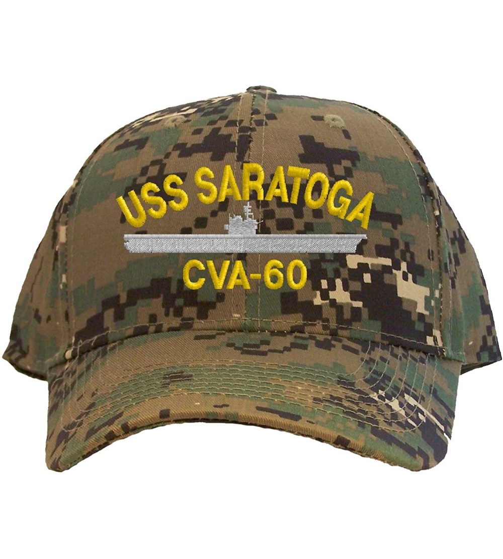 Baseball Caps USS Saratoga CVA-60 Embroidered Baseball Cap - Digital Camo - CM11FQS07DN $21.94