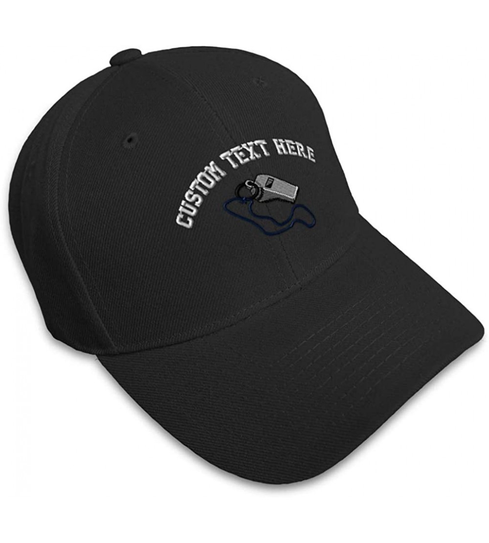 Baseball Caps Custom Baseball Cap Referee Whistle B Embroidery Dad Hats for Men & Women - Black - CA18SK8U4TN $18.79