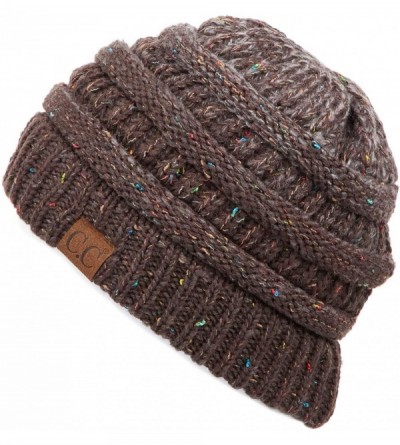 Skullies & Beanies Exclusives Unisex Ribbed Confetti Knit Beanie (HAT-33) - Brown Ombre - CR18SIQZE6D $12.33