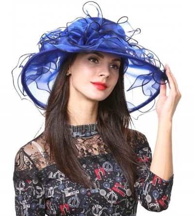 Sun Hats Womens Kentucky Derby Church Dress Wedding Floral Tea Party Hat S056 - Blue1 - CZ196UG056R $28.87