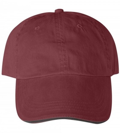 Baseball Caps Solid Low-Profile Sandwich Trim Pigment-Dyed Twill Cap (166) - Red Rock - CI114D8QQ87 $17.49