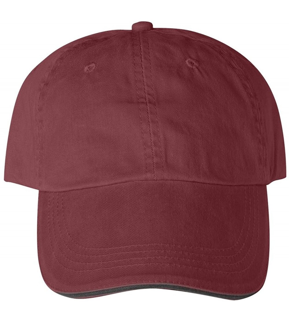 Baseball Caps Solid Low-Profile Sandwich Trim Pigment-Dyed Twill Cap (166) - Red Rock - CI114D8QQ87 $9.54