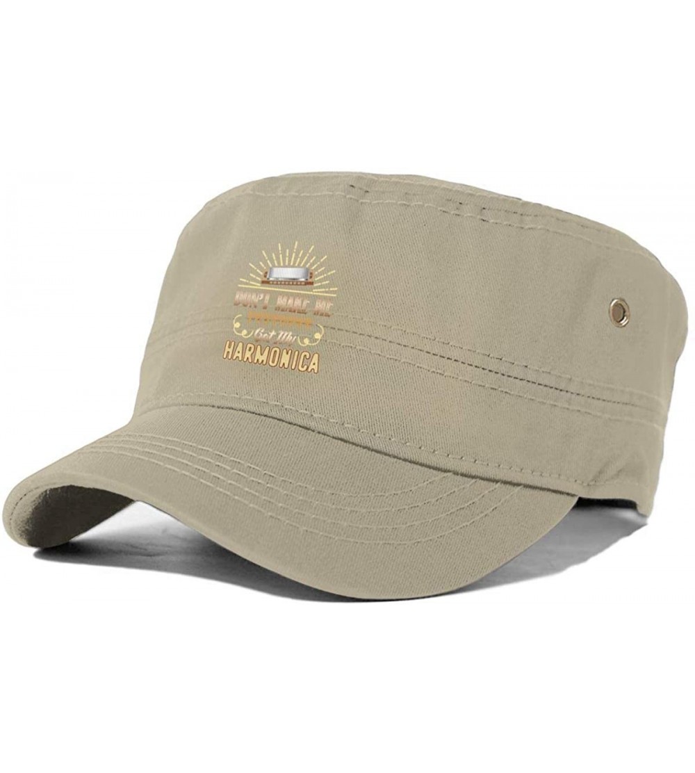 Baseball Caps Don't Make ME GET My Harmonica Women&Men Flat Top Hat Baseball Cap - Natural - C618XEX0DYO $14.01