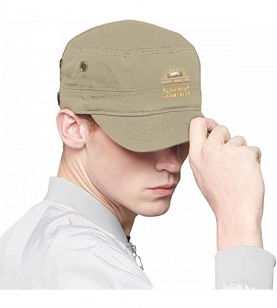 Baseball Caps Don't Make ME GET My Harmonica Women&Men Flat Top Hat Baseball Cap - Natural - C618XEX0DYO $14.01