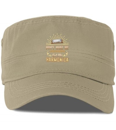 Baseball Caps Don't Make ME GET My Harmonica Women&Men Flat Top Hat Baseball Cap - Natural - C618XEX0DYO $14.01