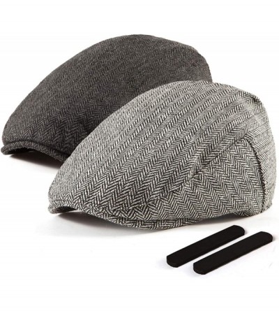 Newsboy Caps 2 Pack Newsboy Hats for Men Wool Scally Cap Mens Flat Cabbie Ivy Tweed S/M/L/XL - C818XDWYKOE $24.87