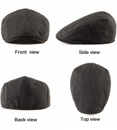 Newsboy Caps 2 Pack Newsboy Hats for Men Wool Scally Cap Mens Flat Cabbie Ivy Tweed S/M/L/XL - C818XDWYKOE $24.87