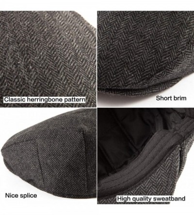 Newsboy Caps 2 Pack Newsboy Hats for Men Wool Scally Cap Mens Flat Cabbie Ivy Tweed S/M/L/XL - C818XDWYKOE $24.87