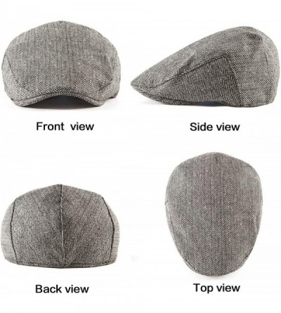 Newsboy Caps 2 Pack Newsboy Hats for Men Wool Scally Cap Mens Flat Cabbie Ivy Tweed S/M/L/XL - C818XDWYKOE $24.87