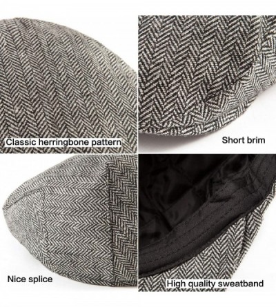 Newsboy Caps 2 Pack Newsboy Hats for Men Wool Scally Cap Mens Flat Cabbie Ivy Tweed S/M/L/XL - C818XDWYKOE $24.87