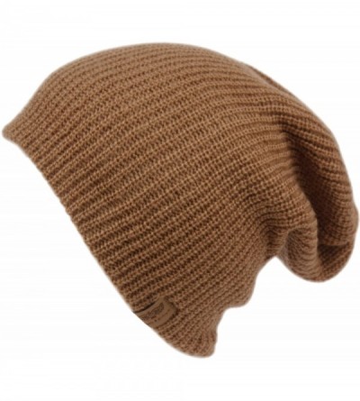 Skullies & Beanies Basic Reversible Slouch Beanie Oversized Ribbed Knit Winter Hats bn2752 - Lt Brown - CG187GH2Q0O $10.44