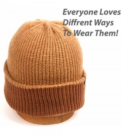 Skullies & Beanies Basic Reversible Slouch Beanie Oversized Ribbed Knit Winter Hats bn2752 - Lt Brown - CG187GH2Q0O $10.44