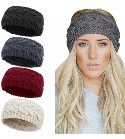 Headbands Womens Winter Knitted Headband - Soft Crochet Bow Twist Hair Band Turban Headwrap Hat Cap Ear Warmer - CU18KK0H4A2 ...