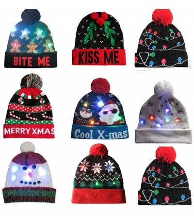 Baseball Caps FarJing Ugly LED Christmas Hat-Unisex Novelty Colorful Light-up Stylish Knitted Sweater Xmas Party Beanie Cap -...