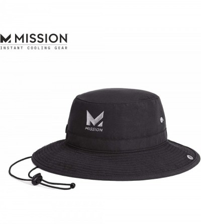 Sun Hats Cooling Bucket Hat- UPF 50- 3" Wide Brim- Cools When Wet - Black - CI18KGLSI72 $27.63