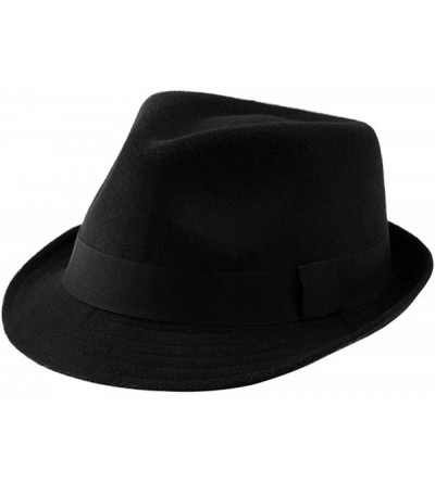 Fedoras Fedora Manhattan Gangster Costume Vintage - Black - CY18WXWKQ0W $24.70