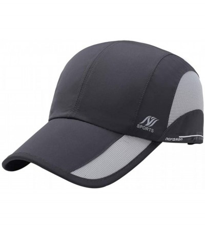 Baseball Caps Men's Outdoor Quick Dry Mesh Baseball Cap Adjustable Lightweight Sun Hat for Running Hiking - Dark Grey B - CZ1...