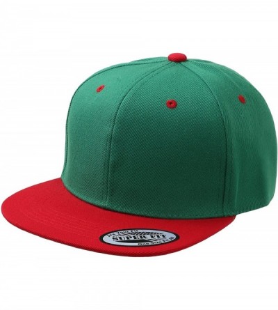 Baseball Caps Blank Adjustable Flat Bill Plain Snapback Hats Caps - Pepper Green/Red - C71260F15E5 $19.09