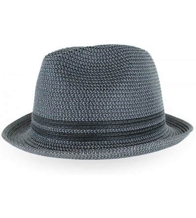 Fedoras Belfry Men Women Summer Straw Trilby Fedora Hat in Blue Tan Black - Drewnavy/Grey - C4193674ZLL $46.01