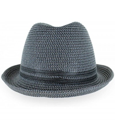 Fedoras Belfry Men Women Summer Straw Trilby Fedora Hat in Blue Tan Black - Drewnavy/Grey - C4193674ZLL $46.01