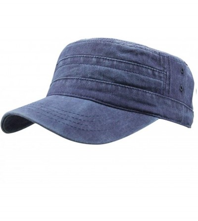 Baseball Caps Men's Cotton Flat Top Peaked Baseball Twill Army Military Corps Hat Cap Visor - 2019 Navy - CH18R8Q5OHE $8.79