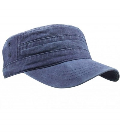 Baseball Caps Men's Cotton Flat Top Peaked Baseball Twill Army Military Corps Hat Cap Visor - 2019 Navy - CH18R8Q5OHE $8.79