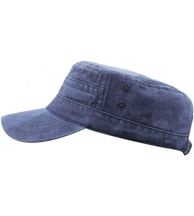 Baseball Caps Men's Cotton Flat Top Peaked Baseball Twill Army Military Corps Hat Cap Visor - 2019 Navy - CH18R8Q5OHE $8.79