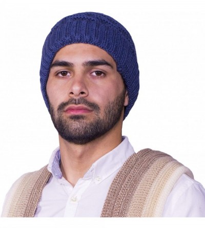 Skullies & Beanies Unisex Alpaca Wool Beanie - Warm- Soft & Thick Woolen Cap Hat - Blue - CV18LELX5LS $28.31