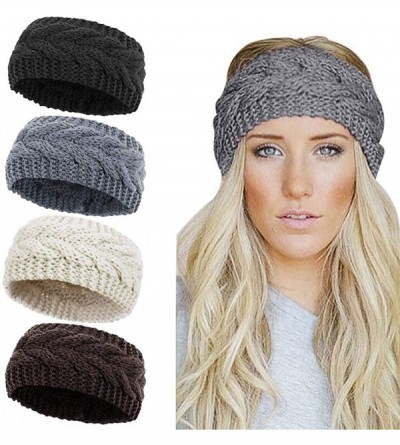 Headbands Womens Winter Knitted Headband - Soft Crochet Bow Twist Hair Band Turban Headwrap Hat Cap Ear Warmer - C718ASD5958 ...