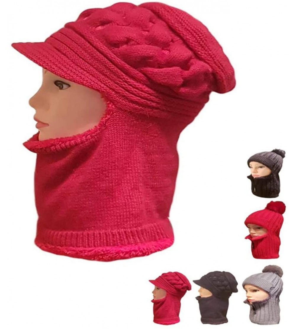 Skullies & Beanies Beanie Scarf Winter Womens Pompom - Red B - CD194G8IOKH $12.73