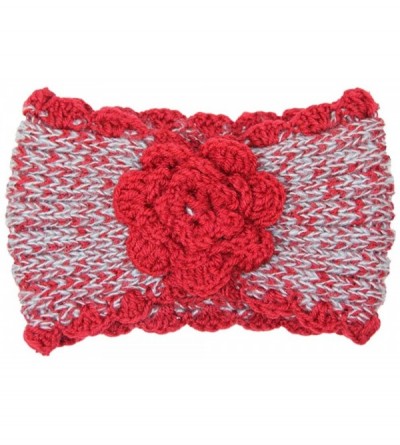 Headbands Women's Winter Knitted Headband Ear Warmer Head Wrap (Flower/Twisted/Checkered) - Flower-burgundy - C118HD75CO0 $19.62