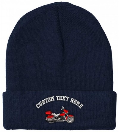 Skullies & Beanies Custom Beanie for Men & Women Motorcycle Embroidery Acrylic Skull Cap Hat - Navy - CF18ZS408KG $20.90