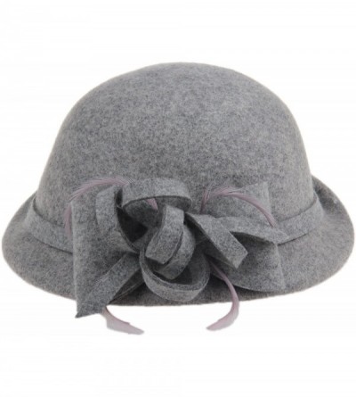 Bucket Hats Women's 100% Wool Church Dress Cloche Hat Plumy Felt Bucket Winter Hat - Grey - CU186L55A0N $19.14