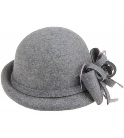 Bucket Hats Women's 100% Wool Church Dress Cloche Hat Plumy Felt Bucket Winter Hat - Grey - CU186L55A0N $19.14