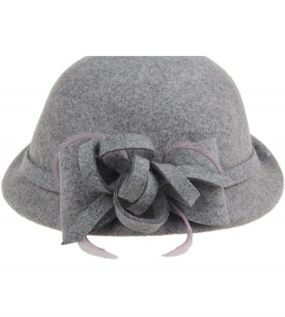 Bucket Hats Women's 100% Wool Church Dress Cloche Hat Plumy Felt Bucket Winter Hat - Grey - CU186L55A0N $19.14