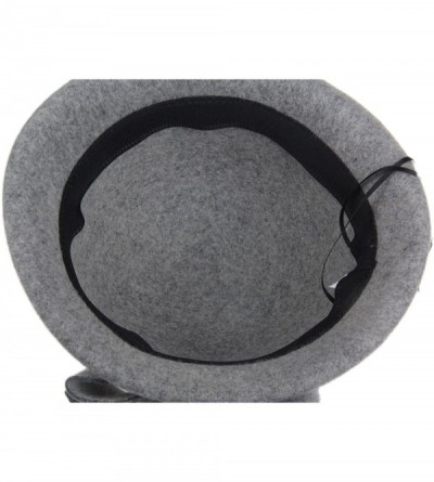 Bucket Hats Women's 100% Wool Church Dress Cloche Hat Plumy Felt Bucket Winter Hat - Grey - CU186L55A0N $19.14