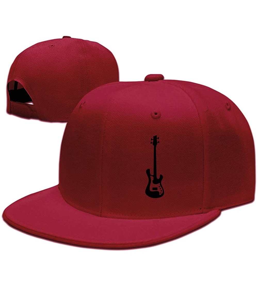 Baseball Caps Custom Unisex Adjustable Cool Bass Guitar Snapback Flat Baseball Cap One Size - Red - C612N11NHCD $14.78