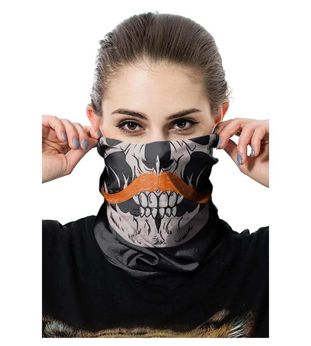 Balaclavas Unisex Multifunctional Seamless Bandana Face Mask Neck Gaiter Headwear Tube Mask Scarf - Skull 3 - CP197SSMUWD $8.37