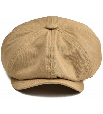 Newsboy Caps Men's 8 Piece Newsboy Flat Cap 100% Cotton Gatsby Ivy Golf Cabbie Hat - Khaki - C018E0GMSAG $13.24