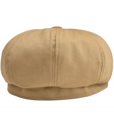 Newsboy Caps Men's 8 Piece Newsboy Flat Cap 100% Cotton Gatsby Ivy Golf Cabbie Hat - Khaki - C018E0GMSAG $13.24