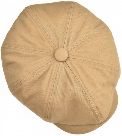 Newsboy Caps Men's 8 Piece Newsboy Flat Cap 100% Cotton Gatsby Ivy Golf Cabbie Hat - Khaki - C018E0GMSAG $13.24