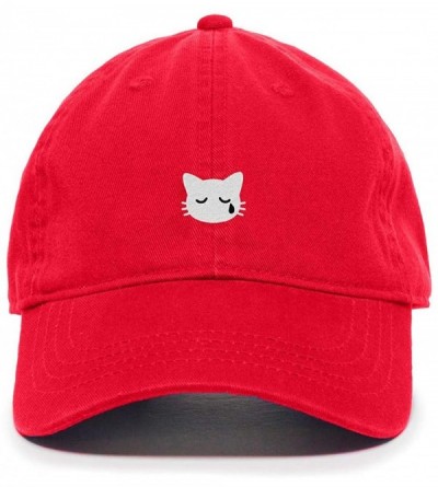 Baseball Caps Crying Cat Baseball Cap Embroidered Cotton Adjustable Dad Hat - Red - C218AEGG3AY $30.02