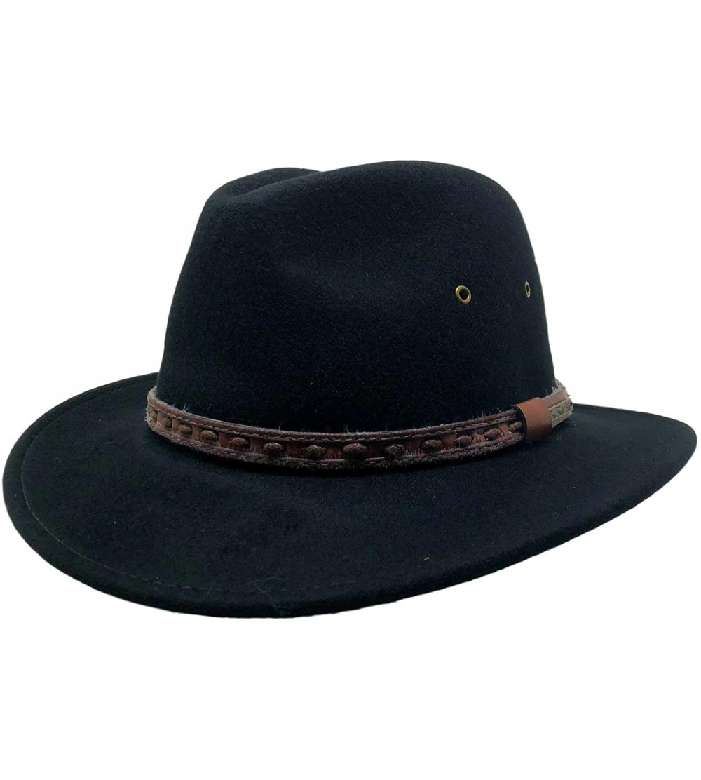 Fedoras One Fresh Hat Men's Crushable Safari Water Repellent Hat with Leather Band - Black - CA18ZCK2MNK $34.87