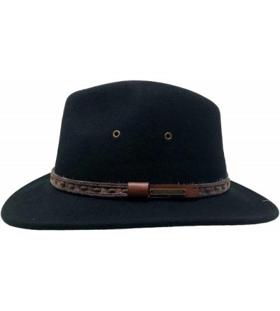 Fedoras One Fresh Hat Men's Crushable Safari Water Repellent Hat with Leather Band - Black - CA18ZCK2MNK $34.87